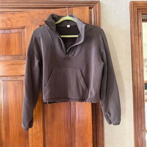 Lululemon Cropped Half-Zip Sweatshirt — Deep Brown